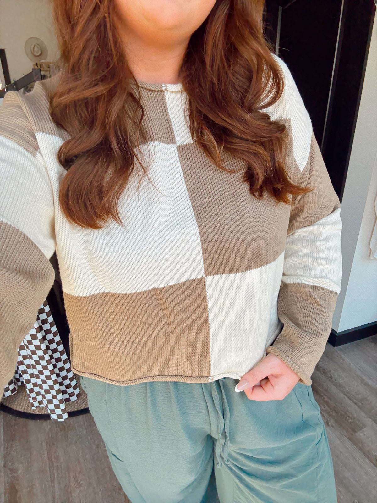 Cookie Crumb Checkered Sweater