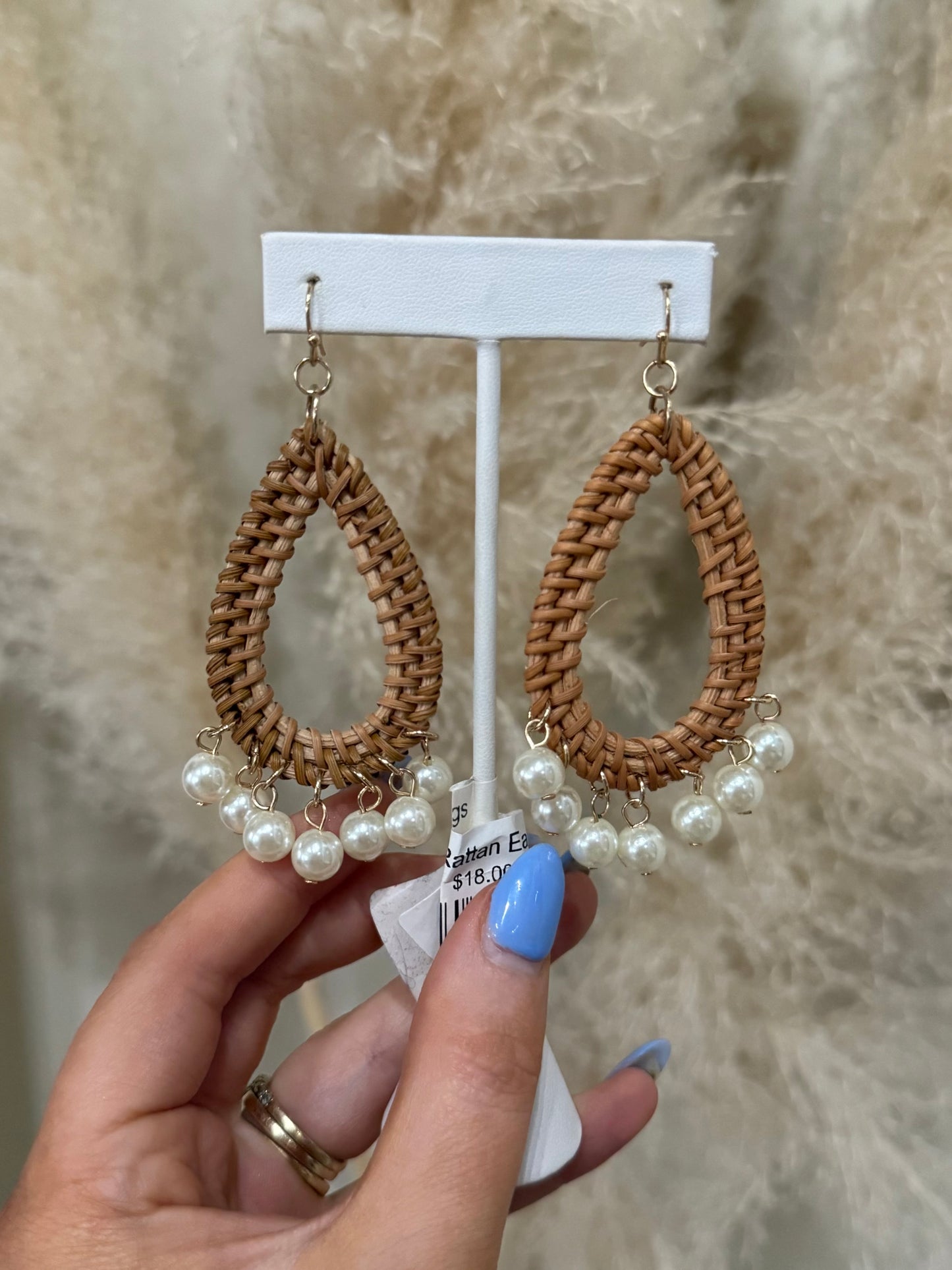Pearl Rattan Earrings