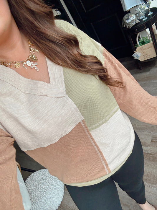 Clay Colorblock Check Top