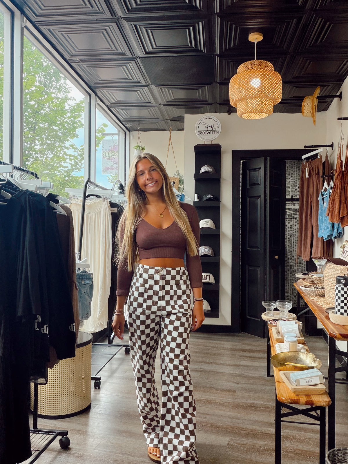 Cinnamon Checkered Pants