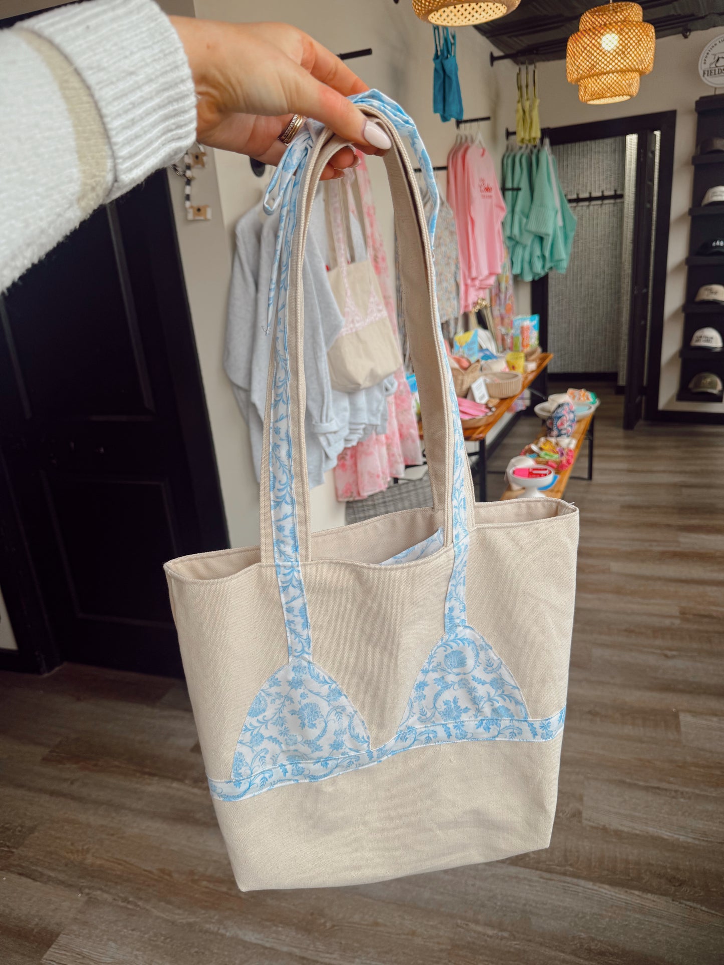 Blue Floral Bikini Bag