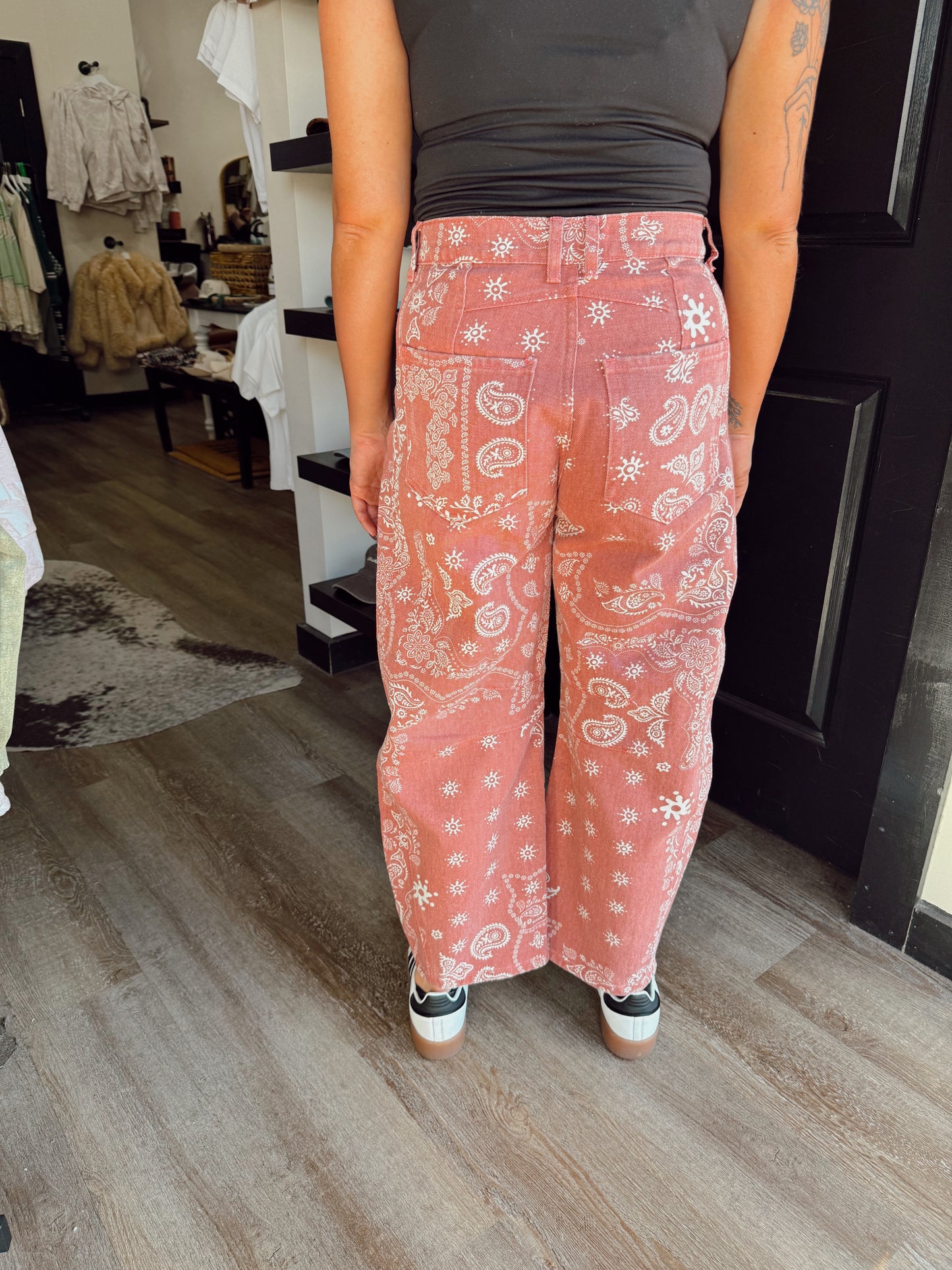 Paisley Mauve Barrel Jeans