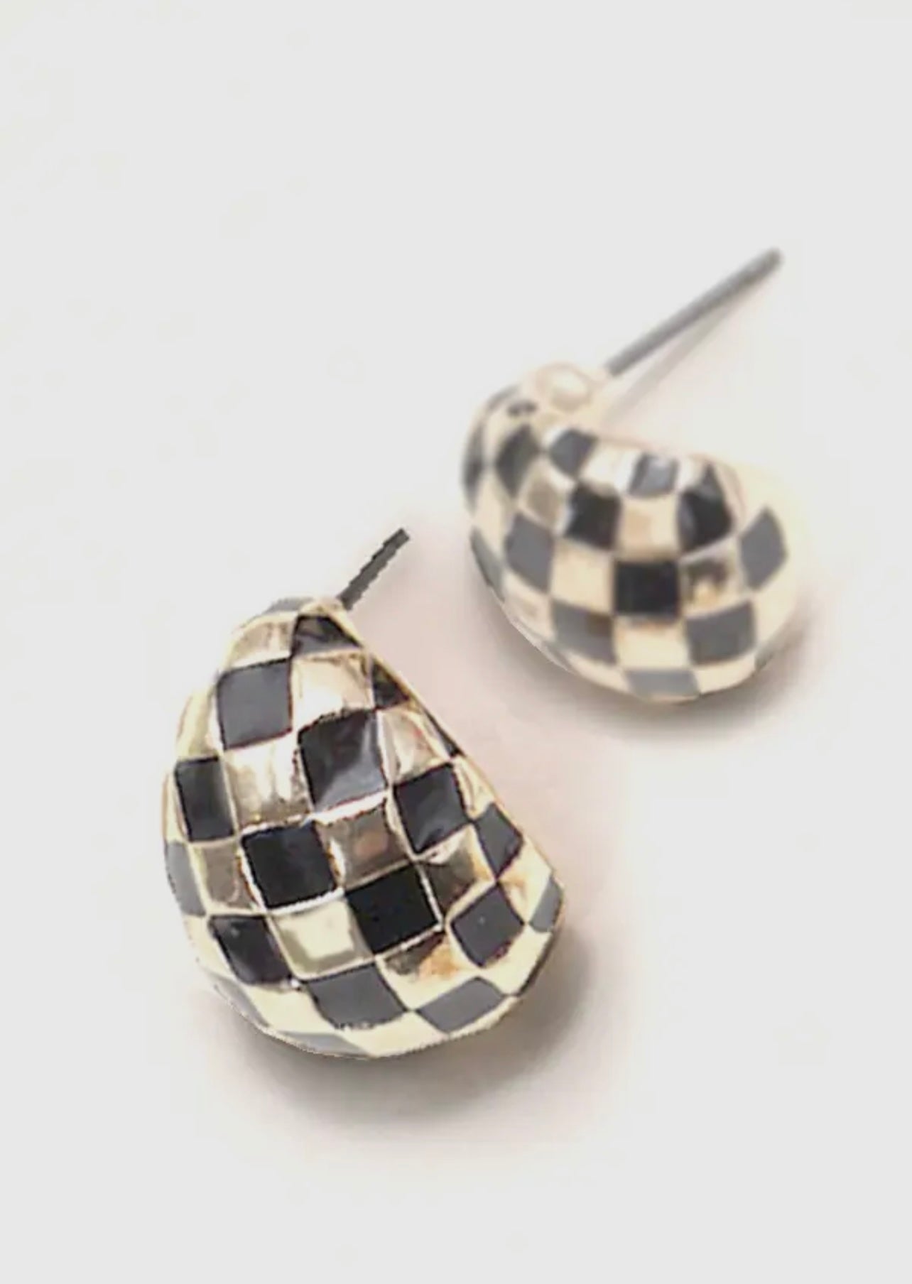 Checkered Half Moon Earrings