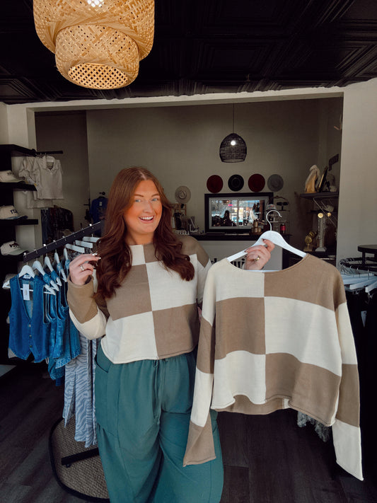 Cookie Crumb Checkered Sweater