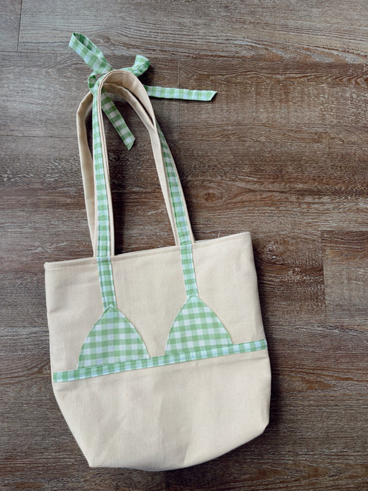 Green Gingham Bikini Bag