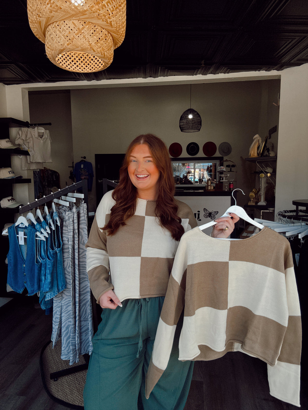 Cookie Crumb Checkered Sweater