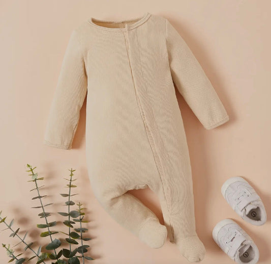 Sand Cotton Ribbed Jumpsuit