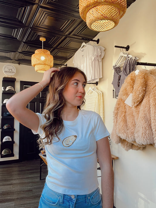 Oyster Bead Embroidered Tee