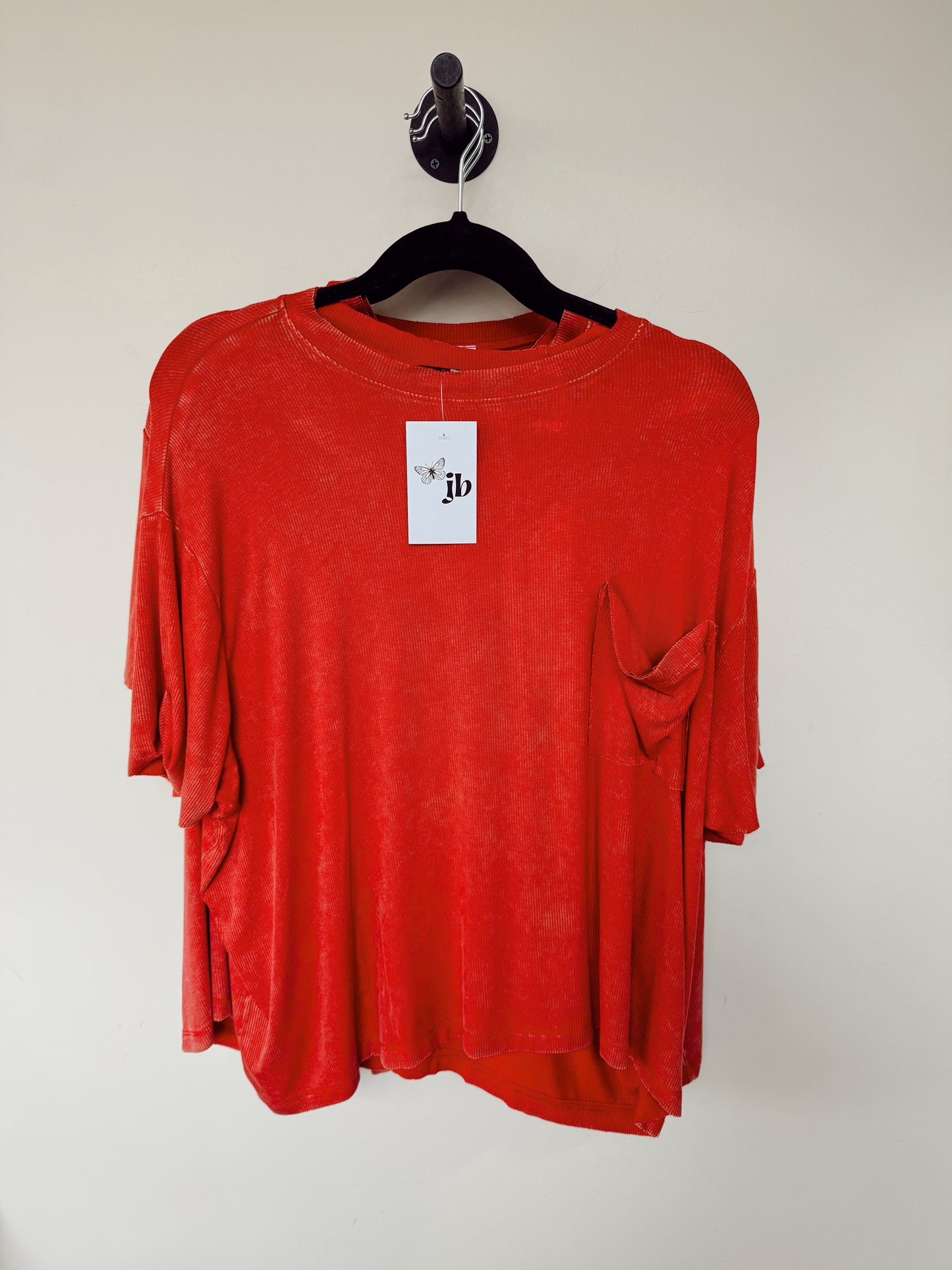 Ruby Red Oversized Ribbed Tee