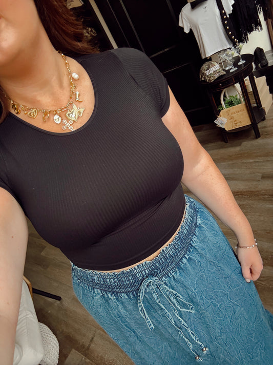 Midnight Ribbed Tee