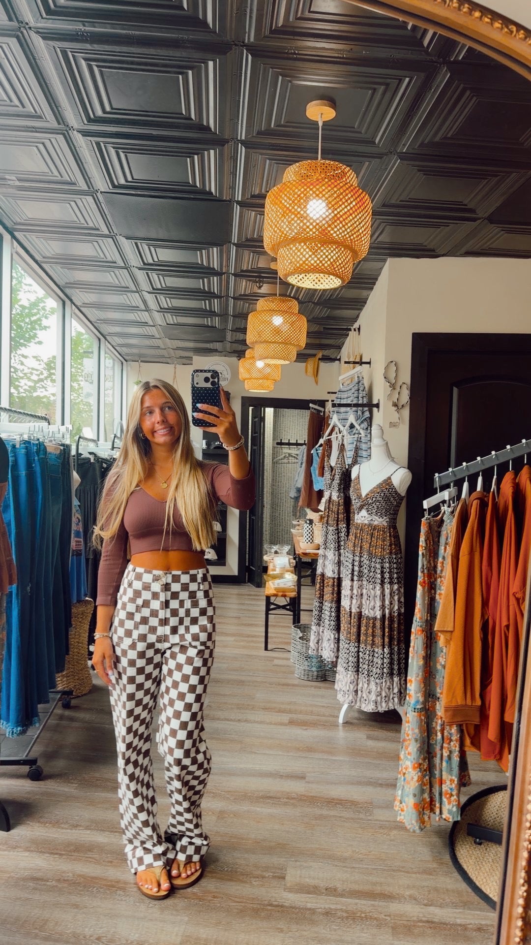 Cinnamon Checkered Pants