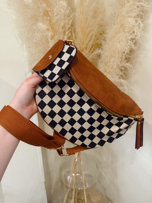 Checkered Brown Bum Bag