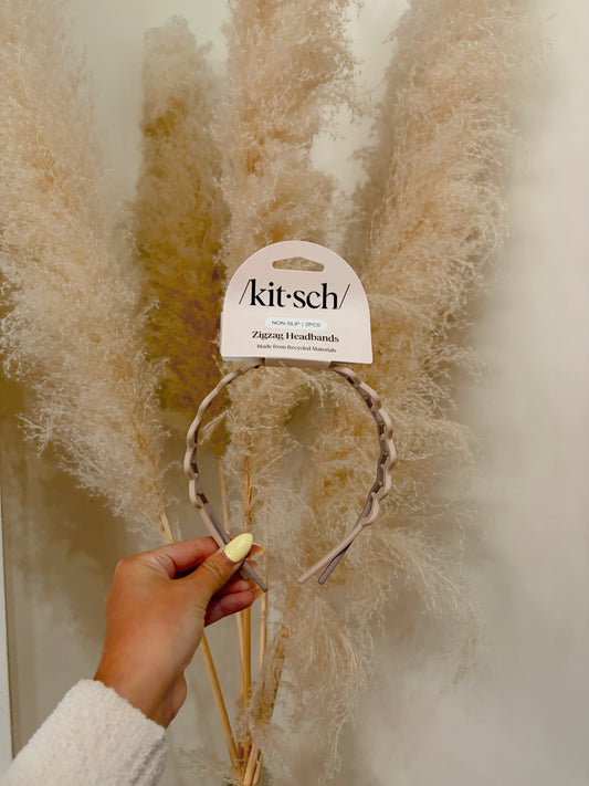 Kitsch Natural 2 Pack Zig Zag Headbands
