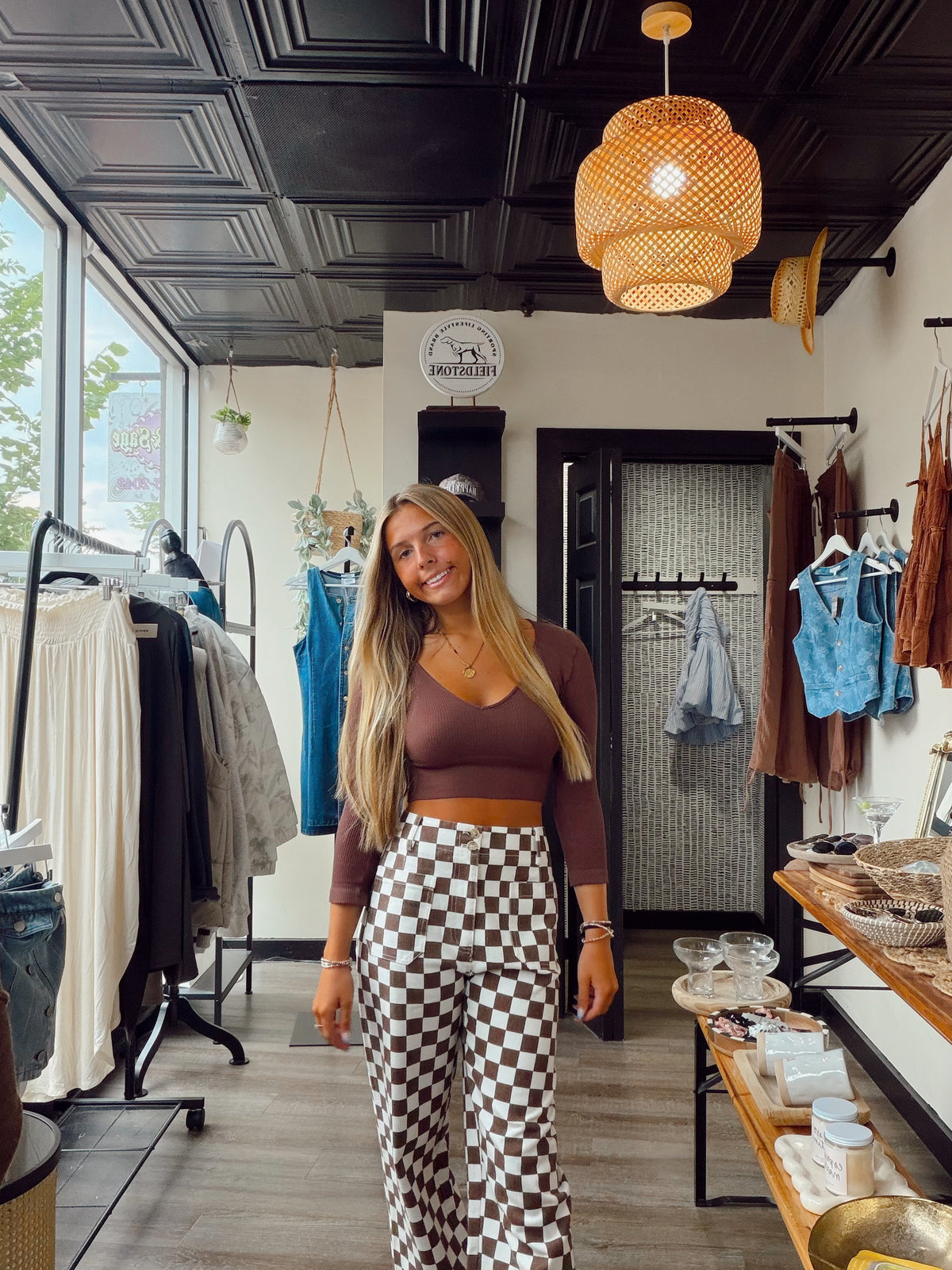 Cinnamon Checkered Pants