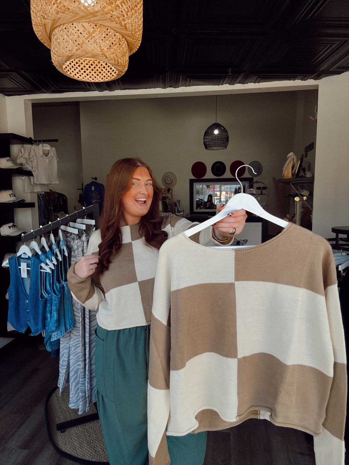 Cookie Crumb Checkered Sweater