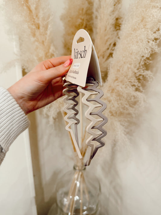 Kitsch Natural 2 Pack Zig Zag Headbands