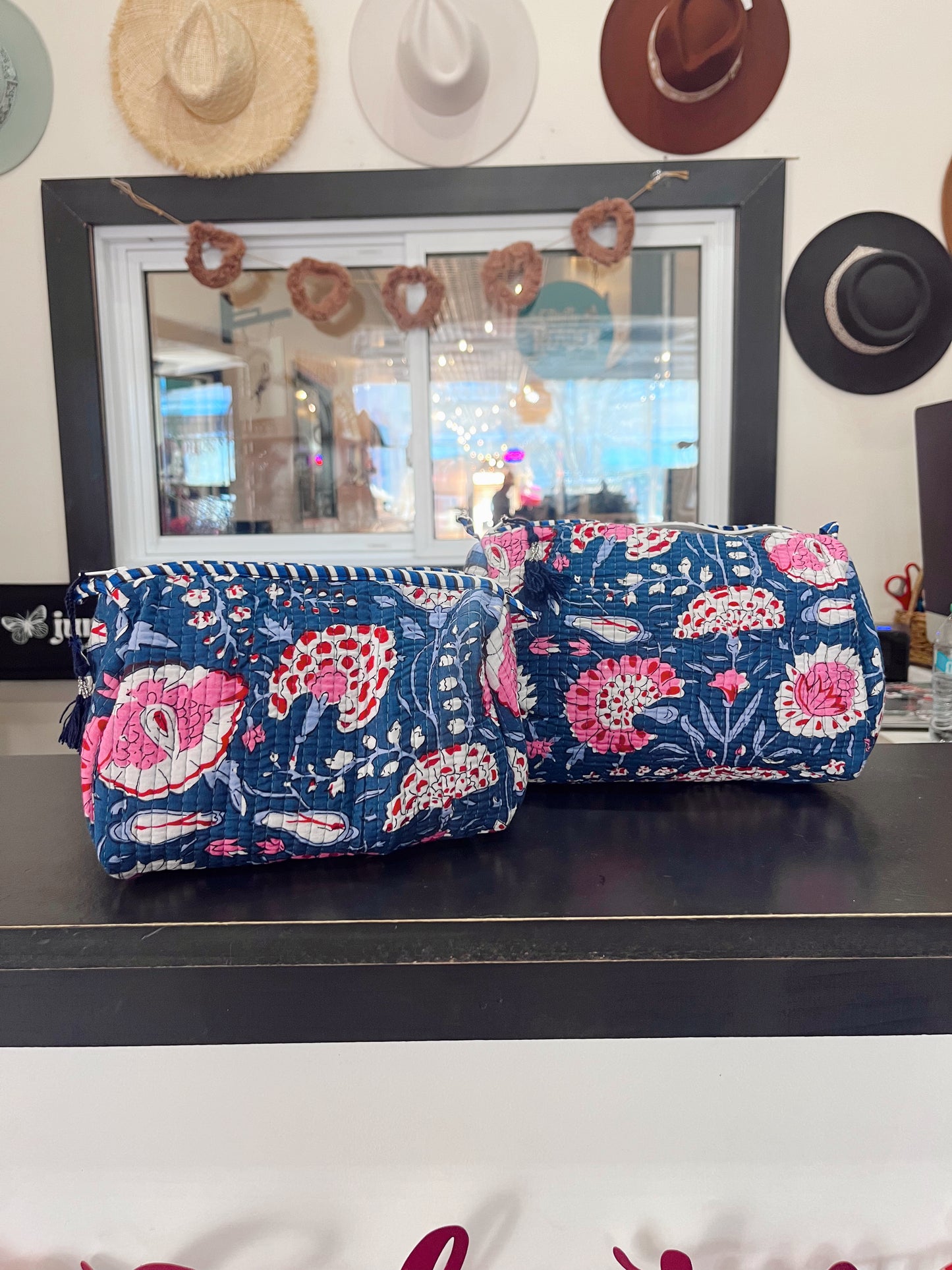 Navy Petal Toiletry Bag Set (3)