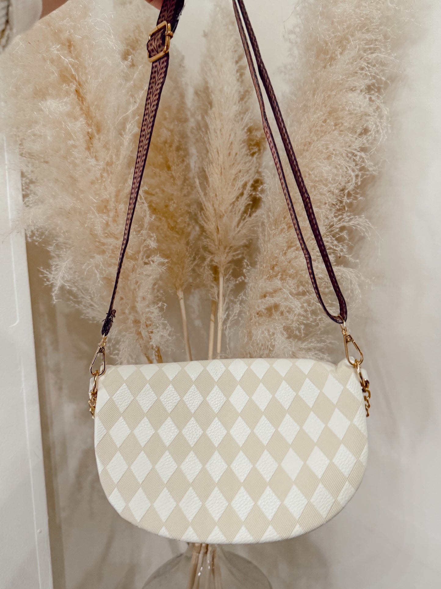 Cream Everyday Checkered Bag