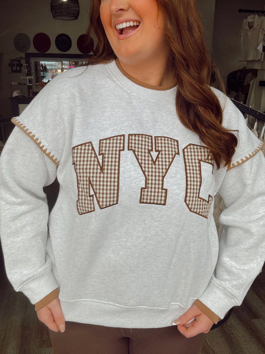 NYC Gingham Sweatshirt