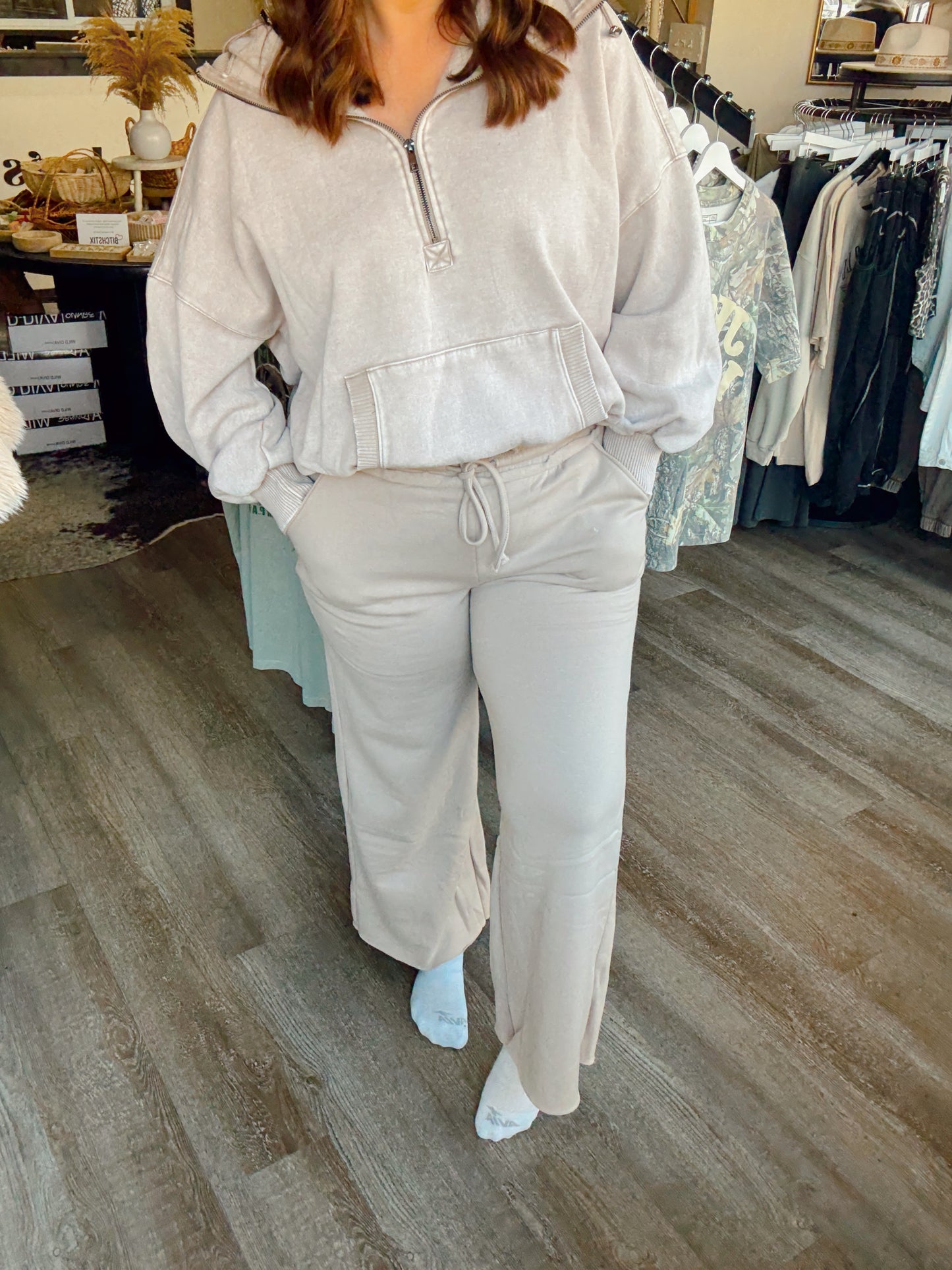 Anna Ash Mocha Half Zip Hoodie