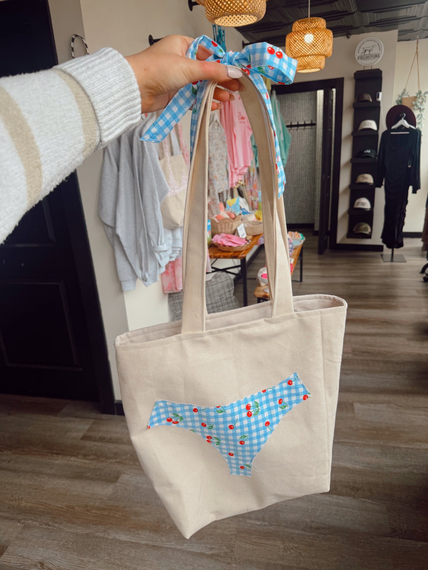 Blue Gingham Bikini Bag