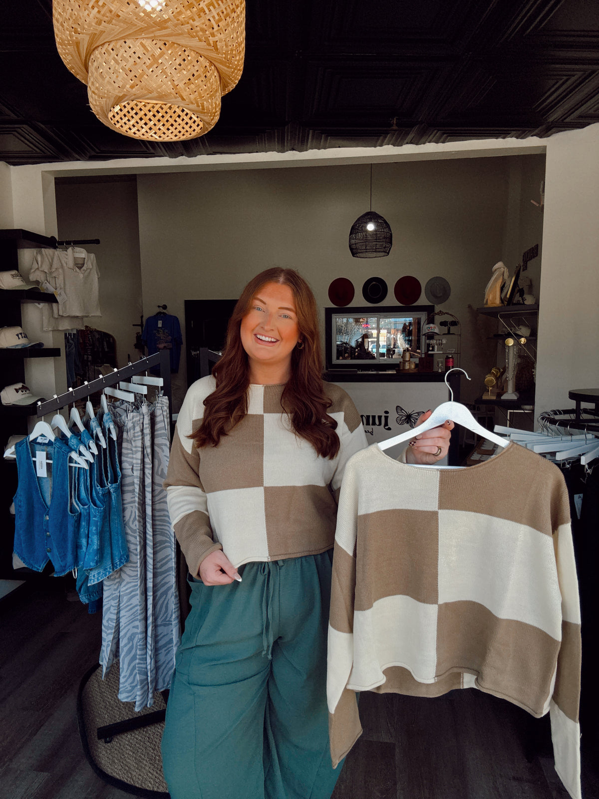 Cookie Crumb Checkered Sweater