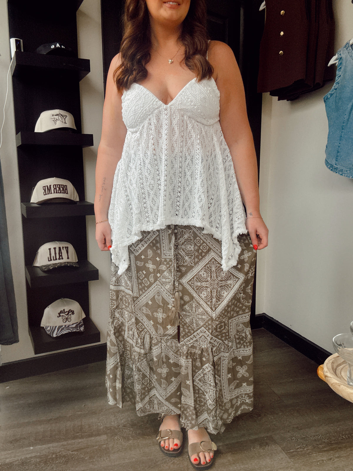 Brown Boho Maxi Skirt
