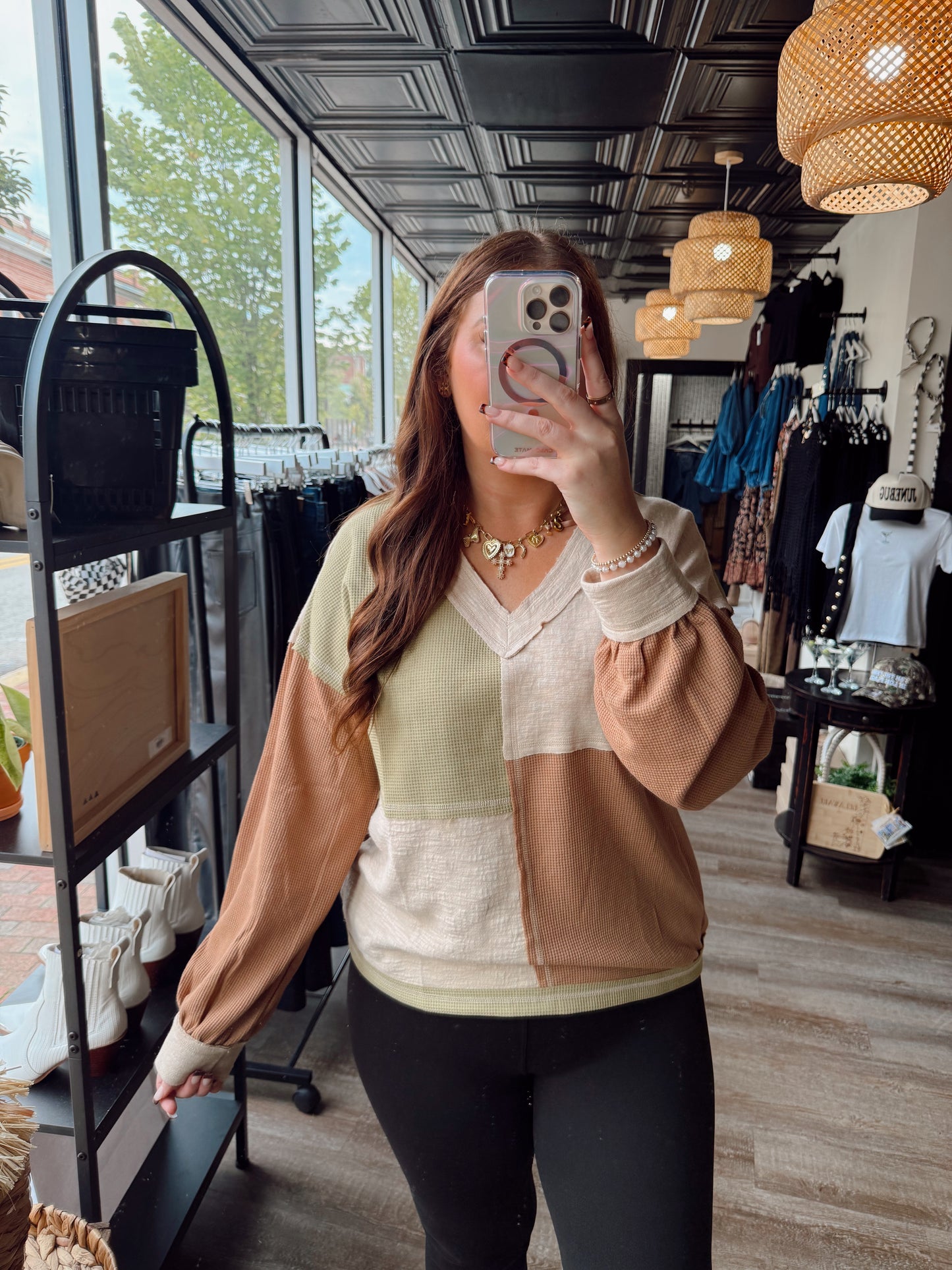 Clay Colorblock Check Top