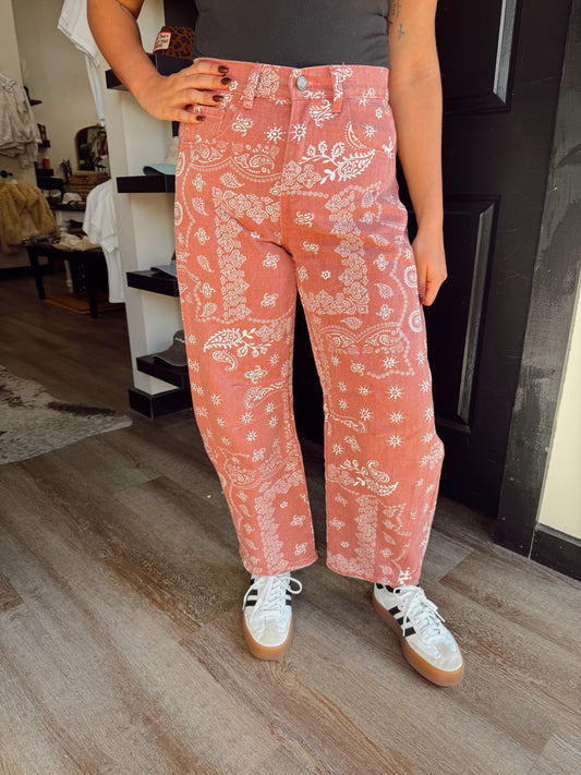 Paisley Mauve Barrel Jeans