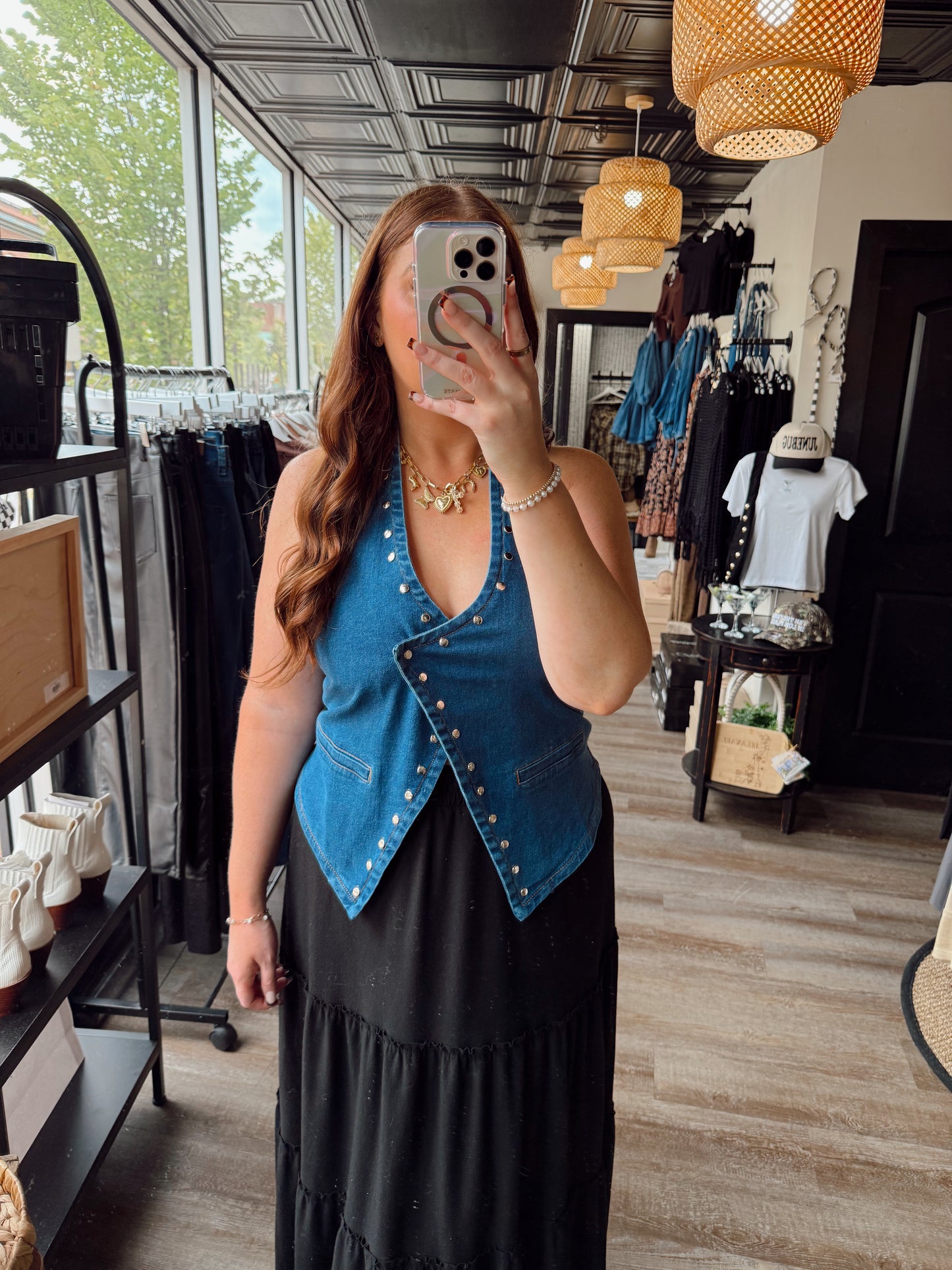 Studded Denim Vest