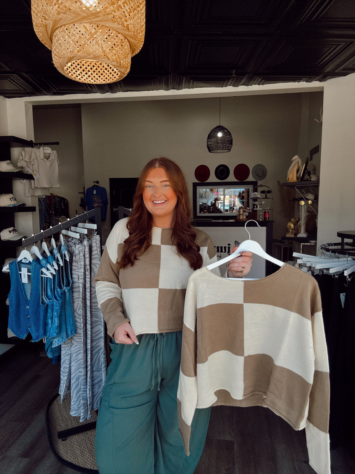 Cookie Crumb Checkered Sweater
