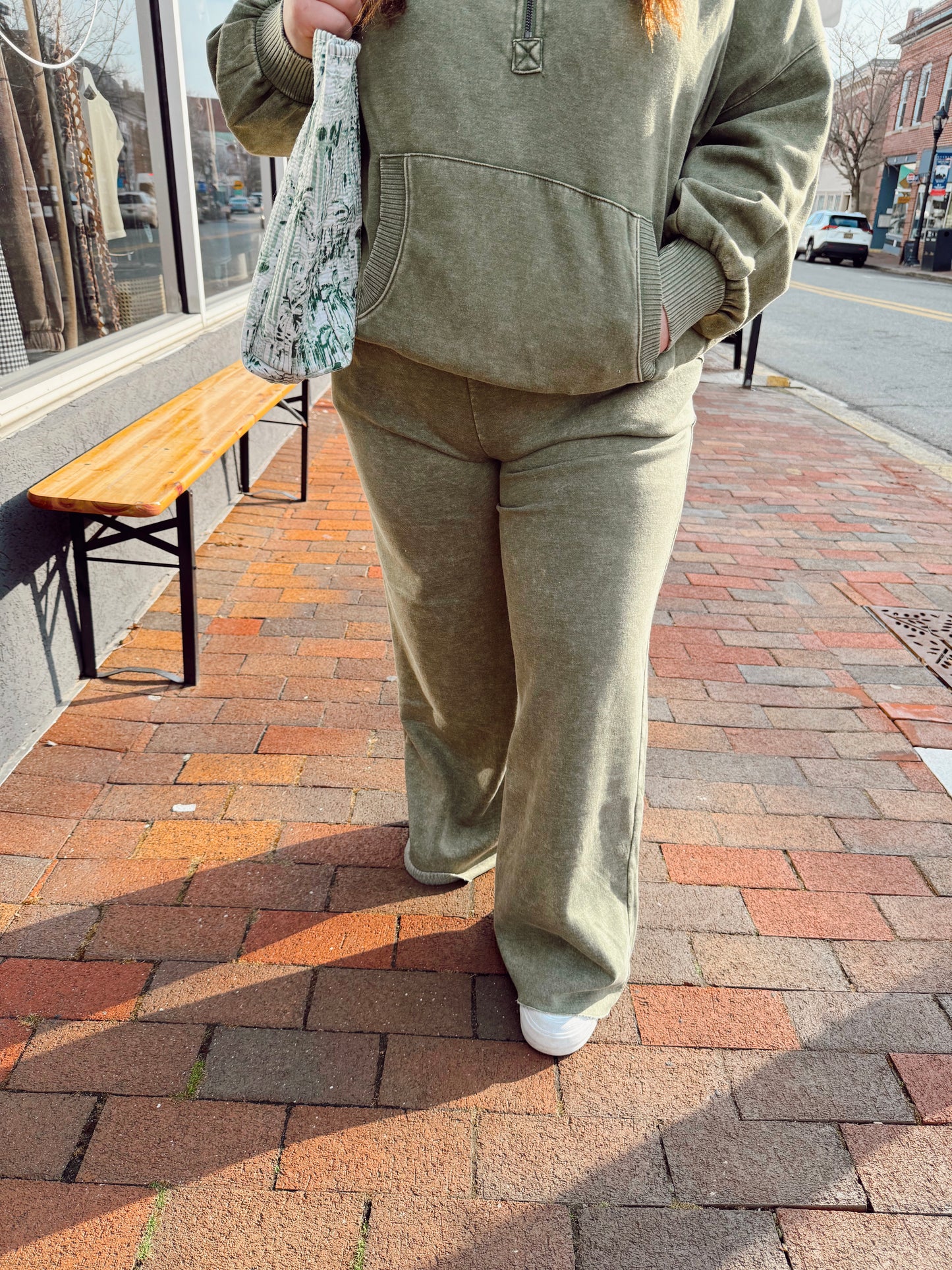 Olive Acid Wash Sweatpants
