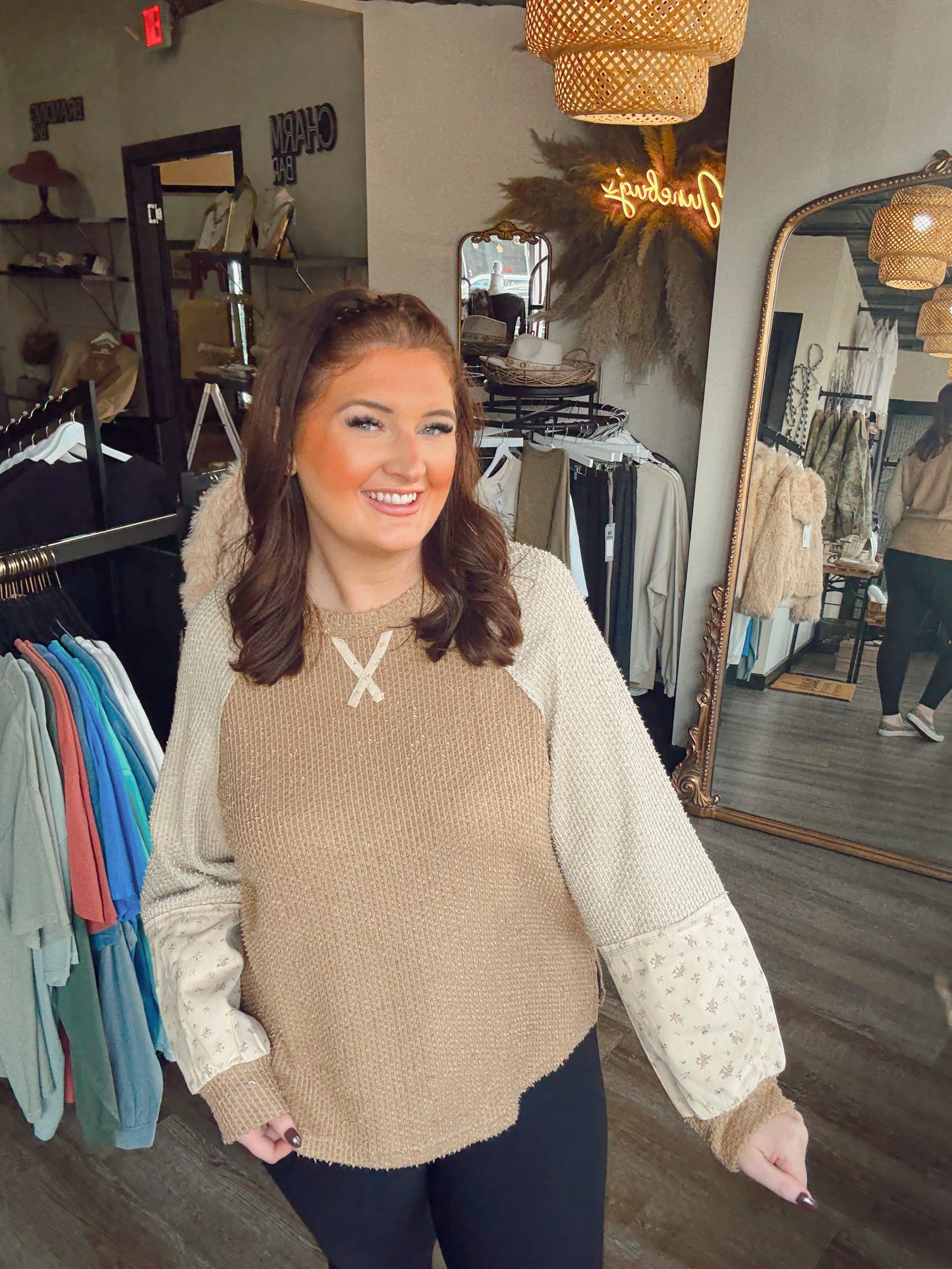 Mocha Thea Textured Top