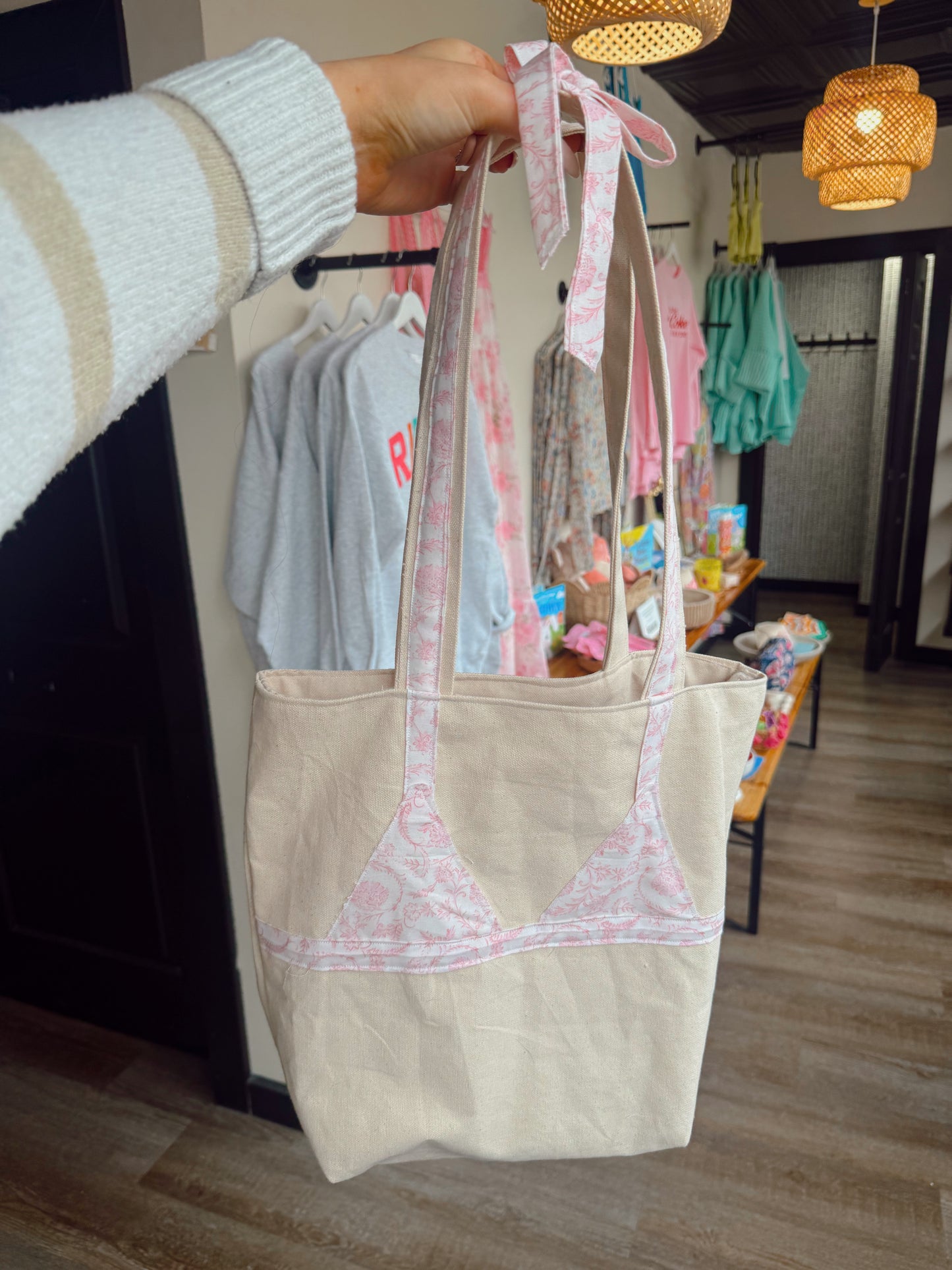 Pink Floral Bikini Bag