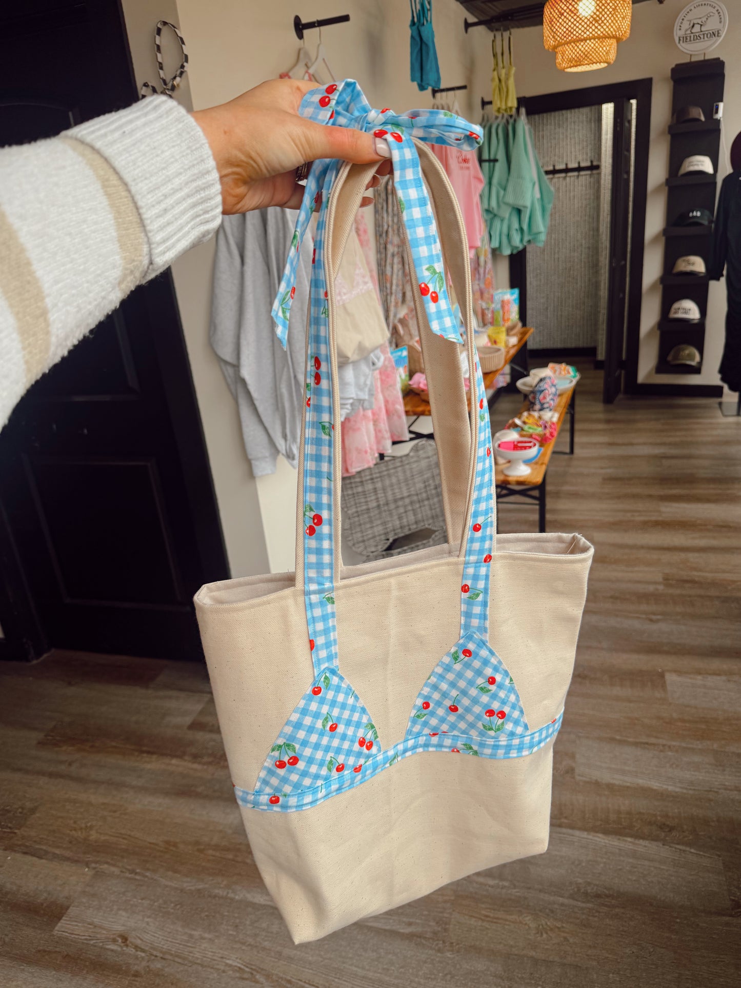 Blue Gingham Bikini Bag