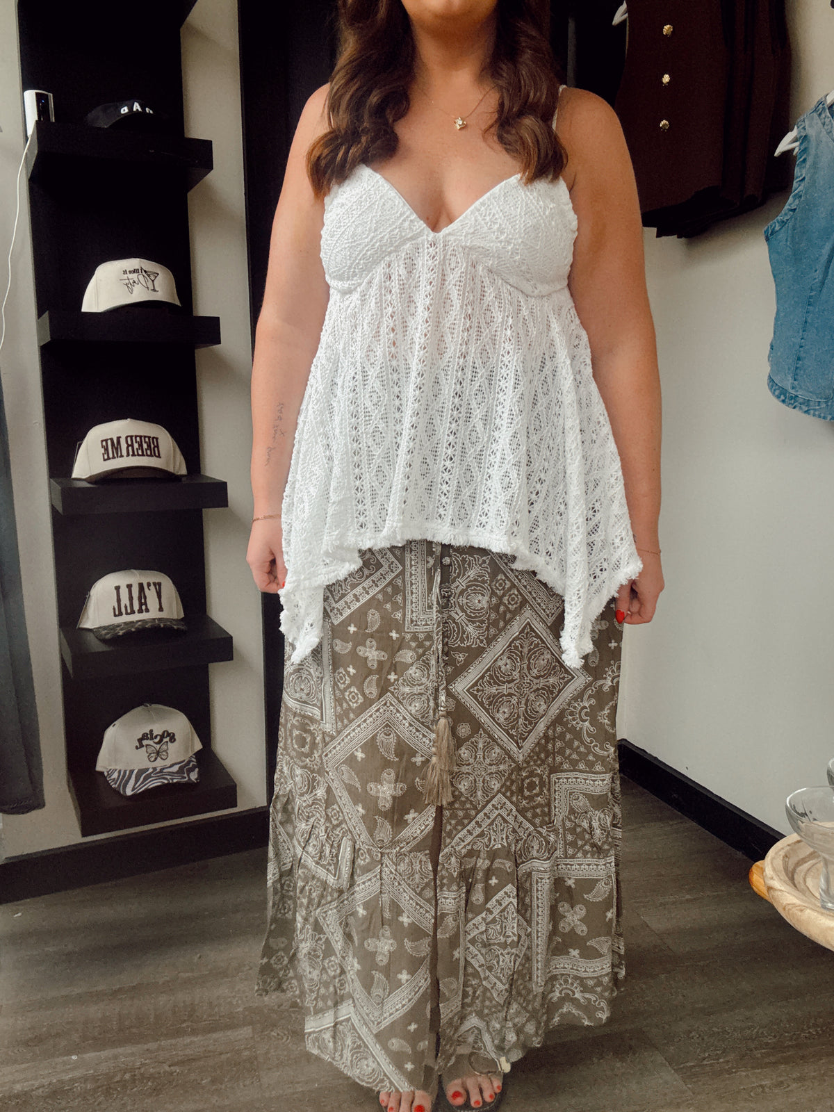 Brown Boho Maxi Skirt