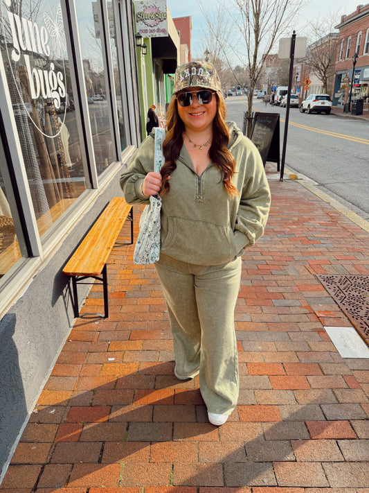 Olive Acid Wash Sweatpants