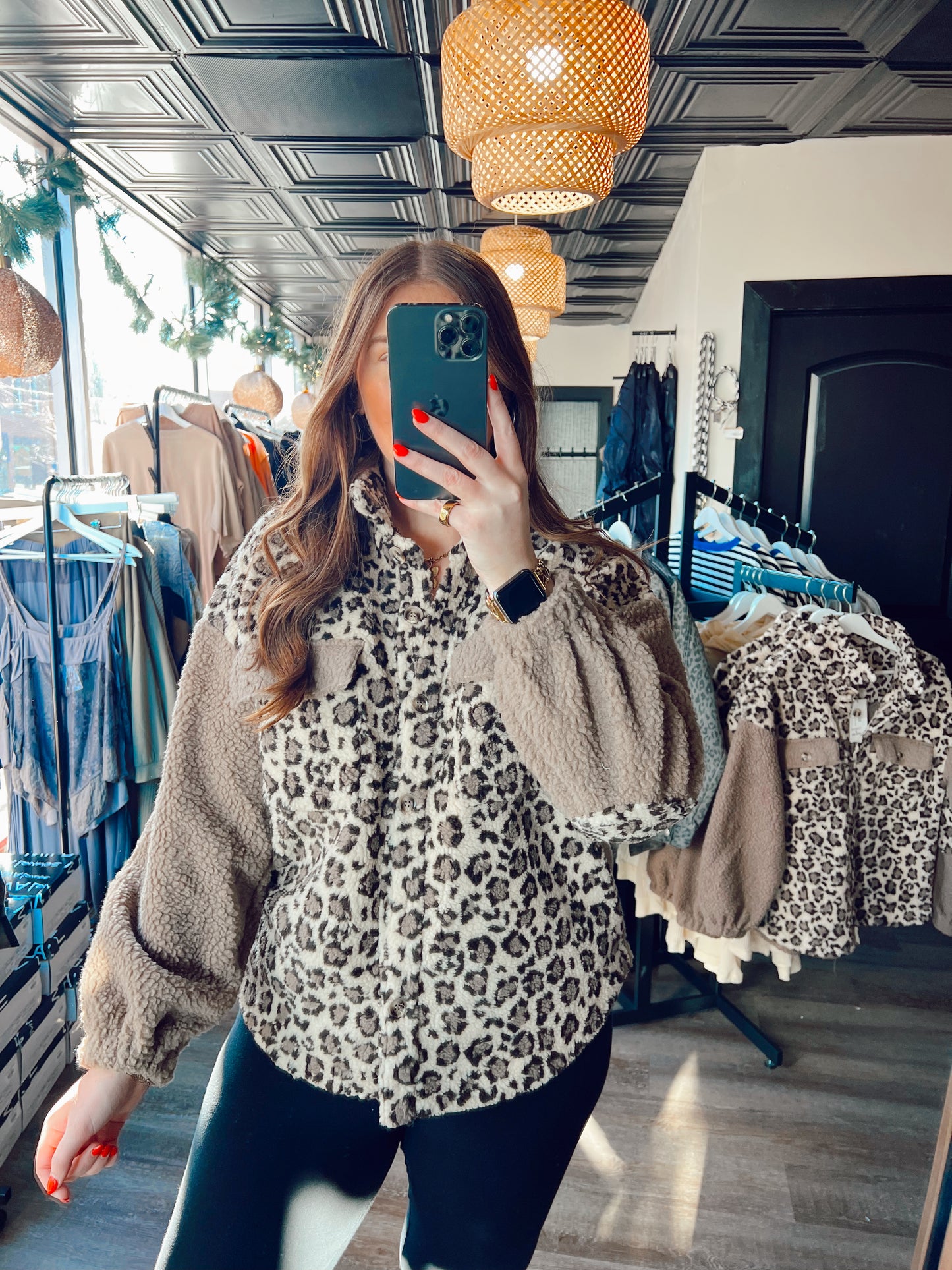 Leopard Mocha Fleece Jacket