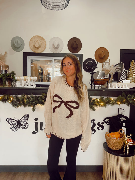 Brown Bow Sweater