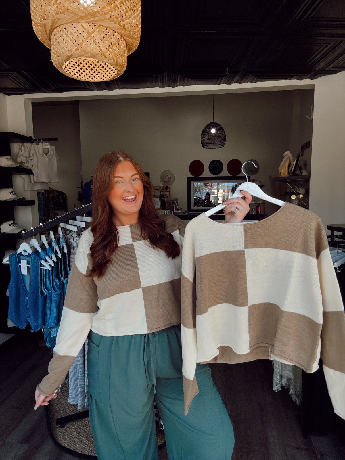 Cookie Crumb Checkered Sweater