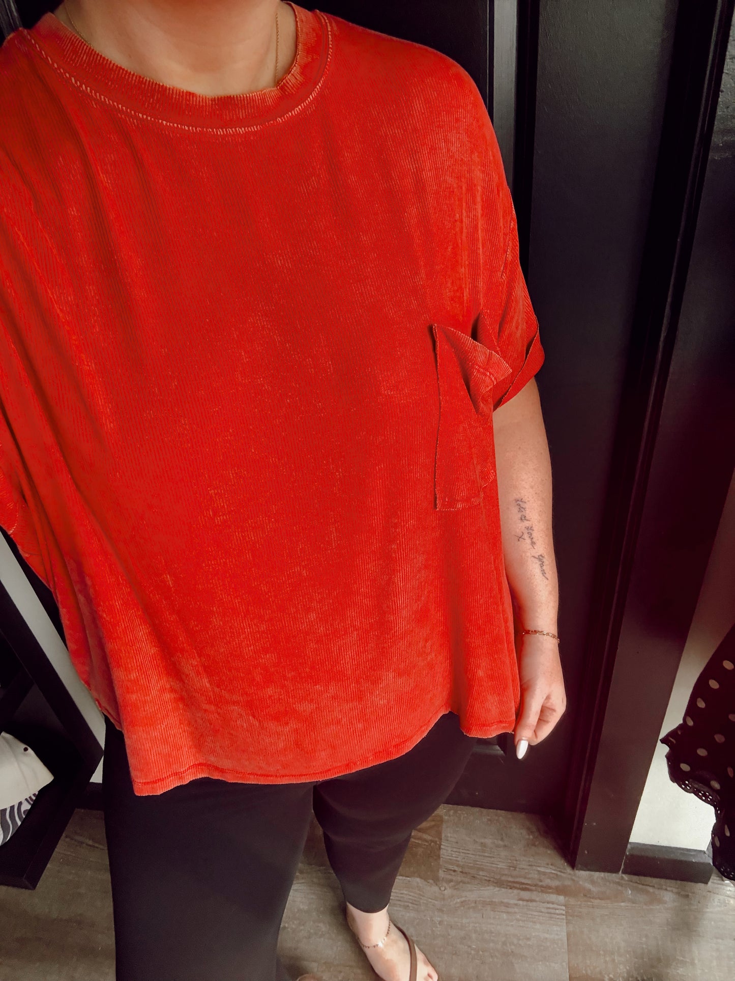 Ruby Red Oversized Ribbed Tee