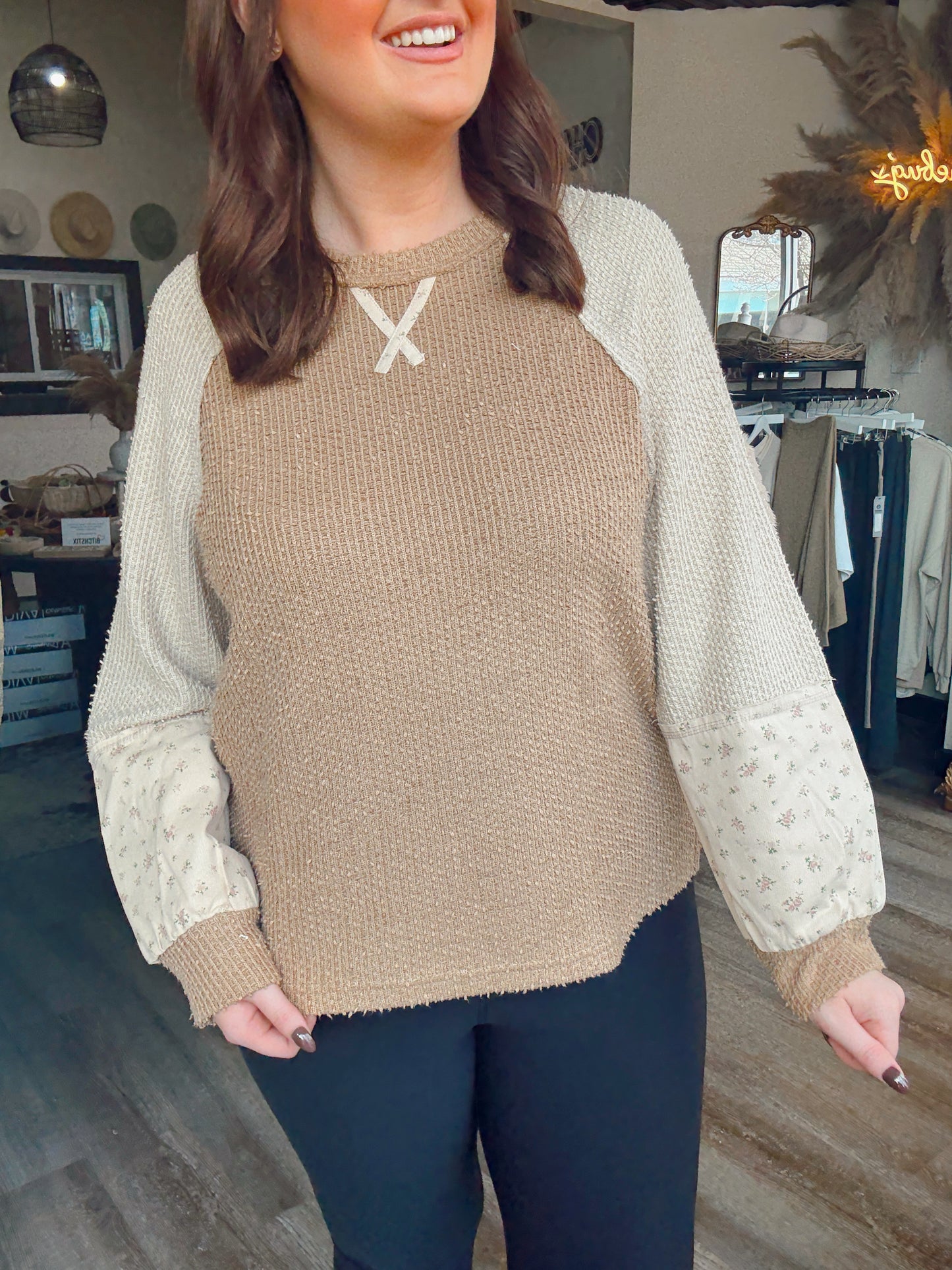 Mocha Thea Textured Top