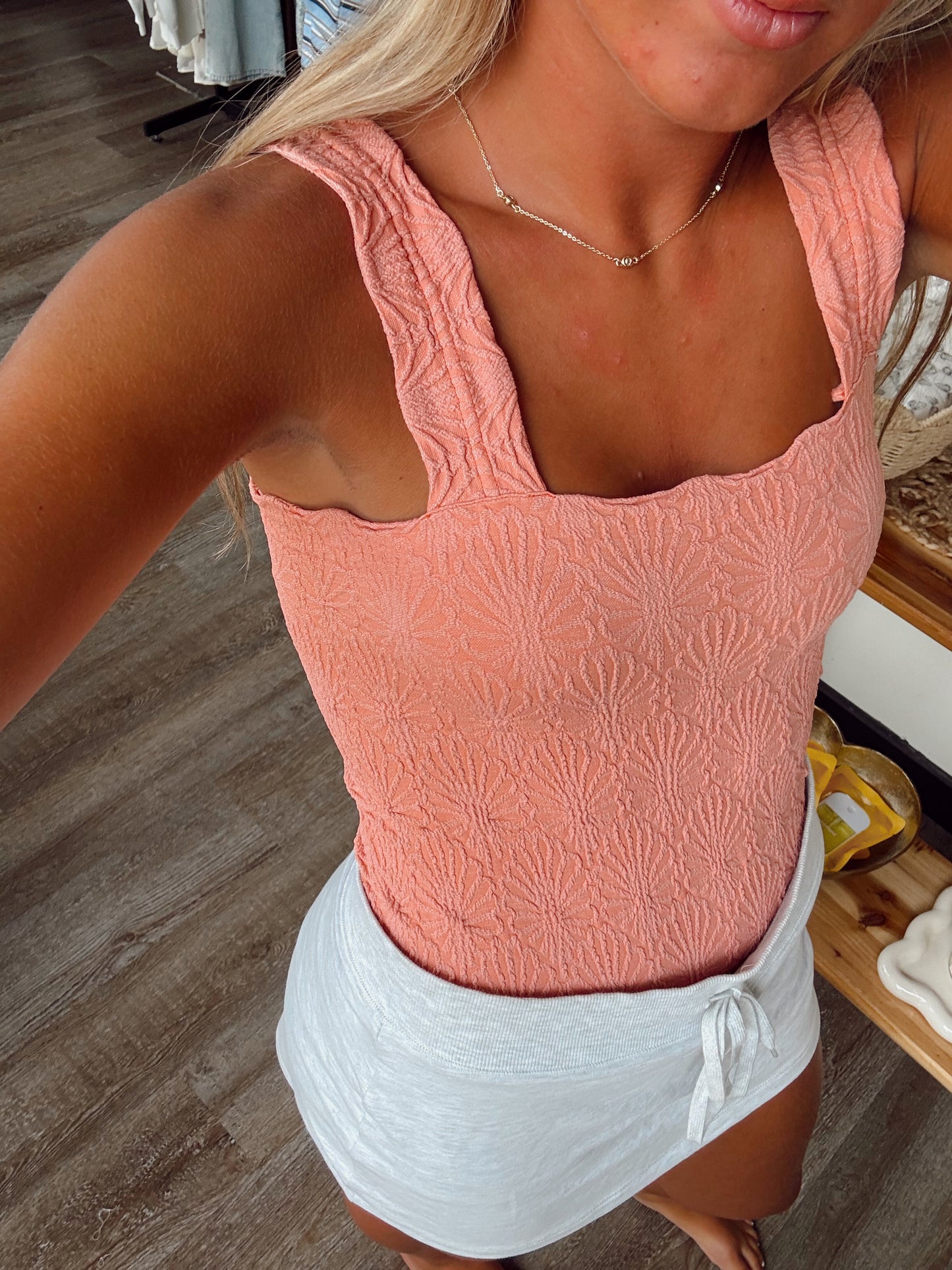 Terracotta Lace Textured Top