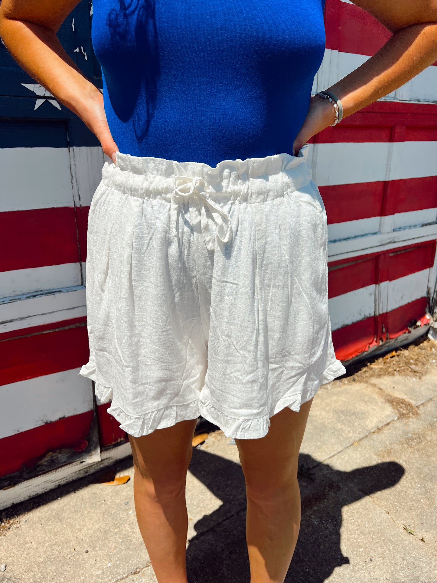 White Ruffle Shorts