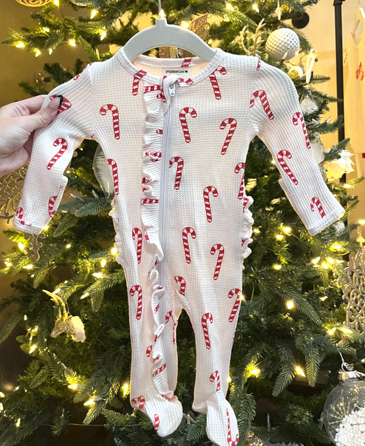 Candycane Newborn Footie