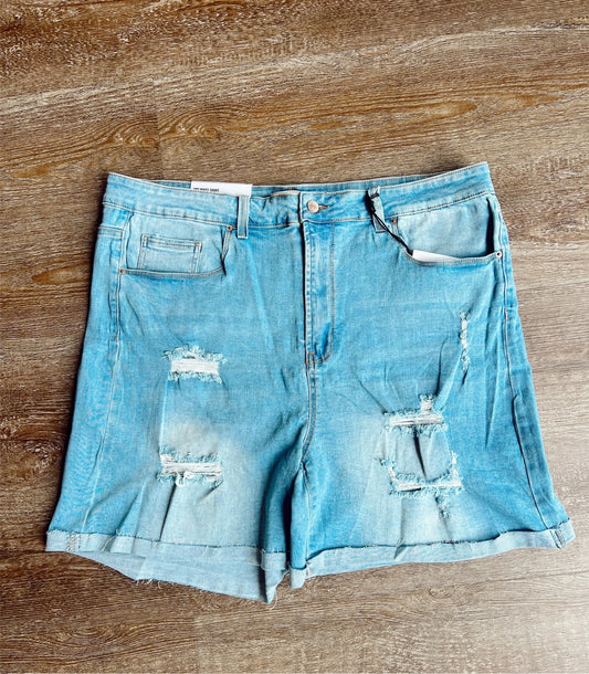 Plus Size High Rise Denim Shorts